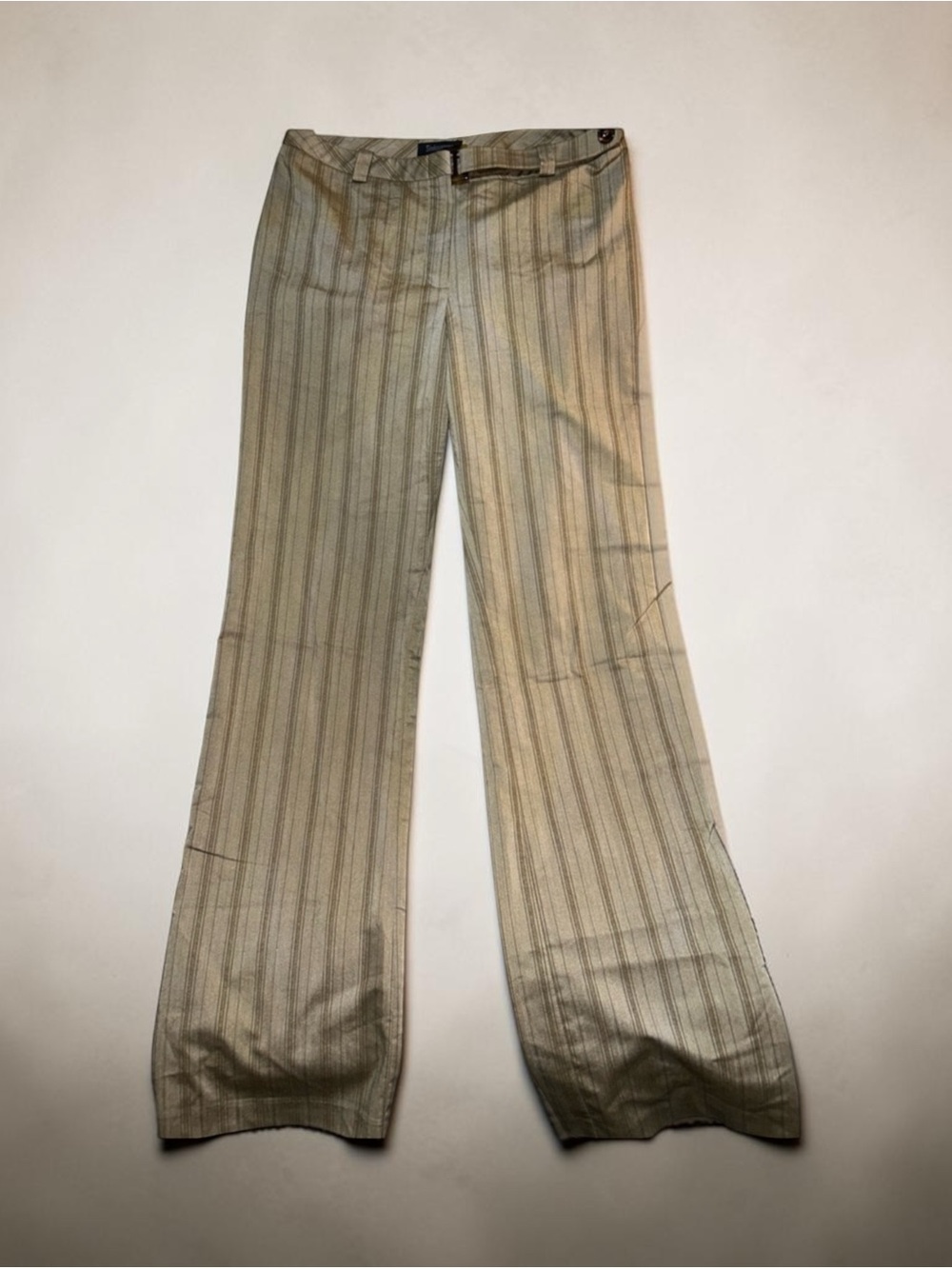 Sinéquanone Paris Pinstripe Wide-Leg flare Dress Pants in Olive Brown Size 6 - Picture 4 of 9